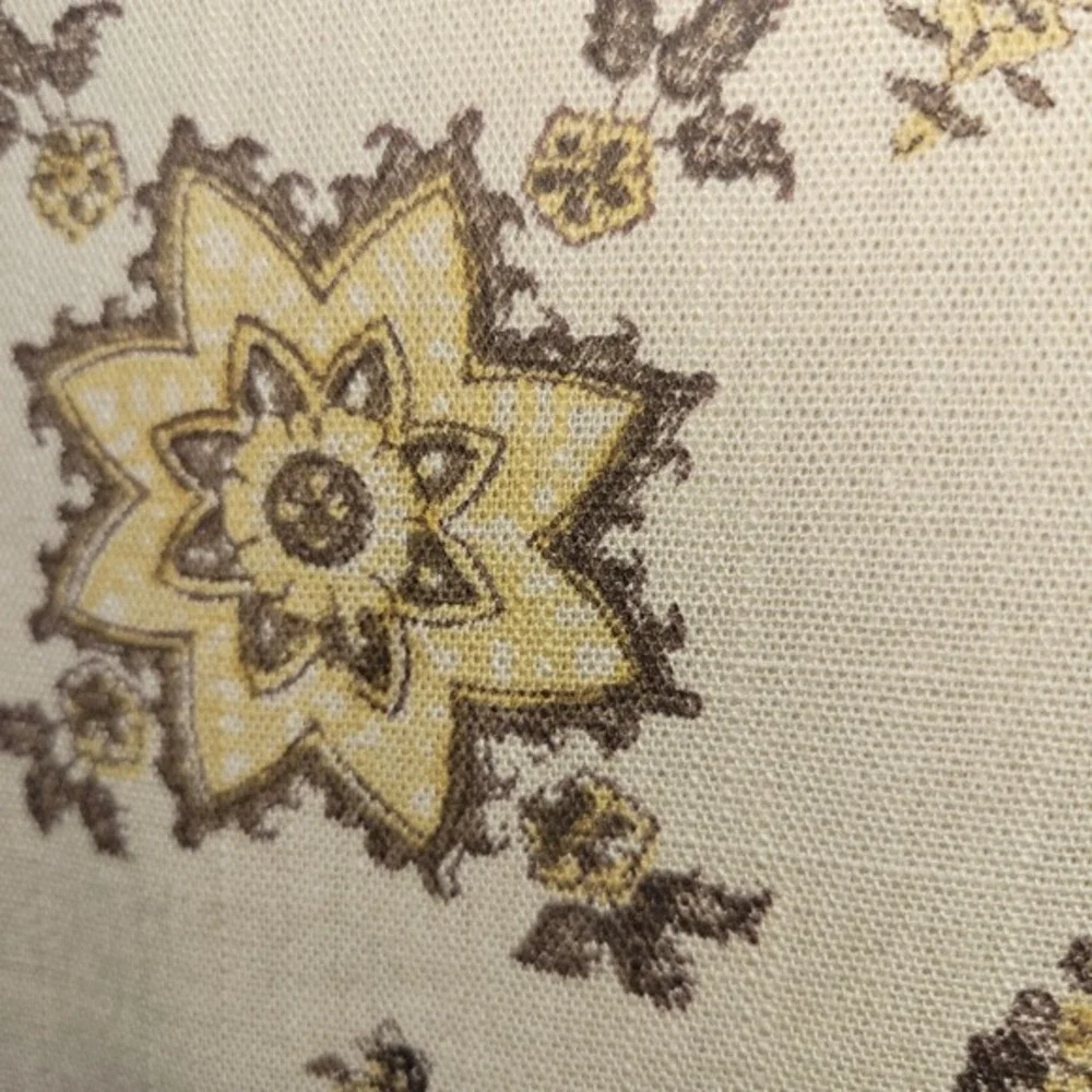 Pottery Barn Table Runner Tan Gold Brown‎ Medallion Paisley Cotton Farmhouse 90
